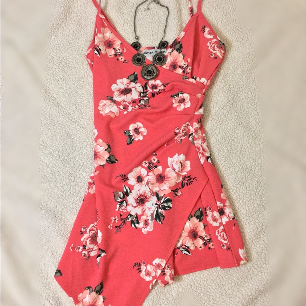 Asymmetrical Faux Wrap Dress with attached shorts